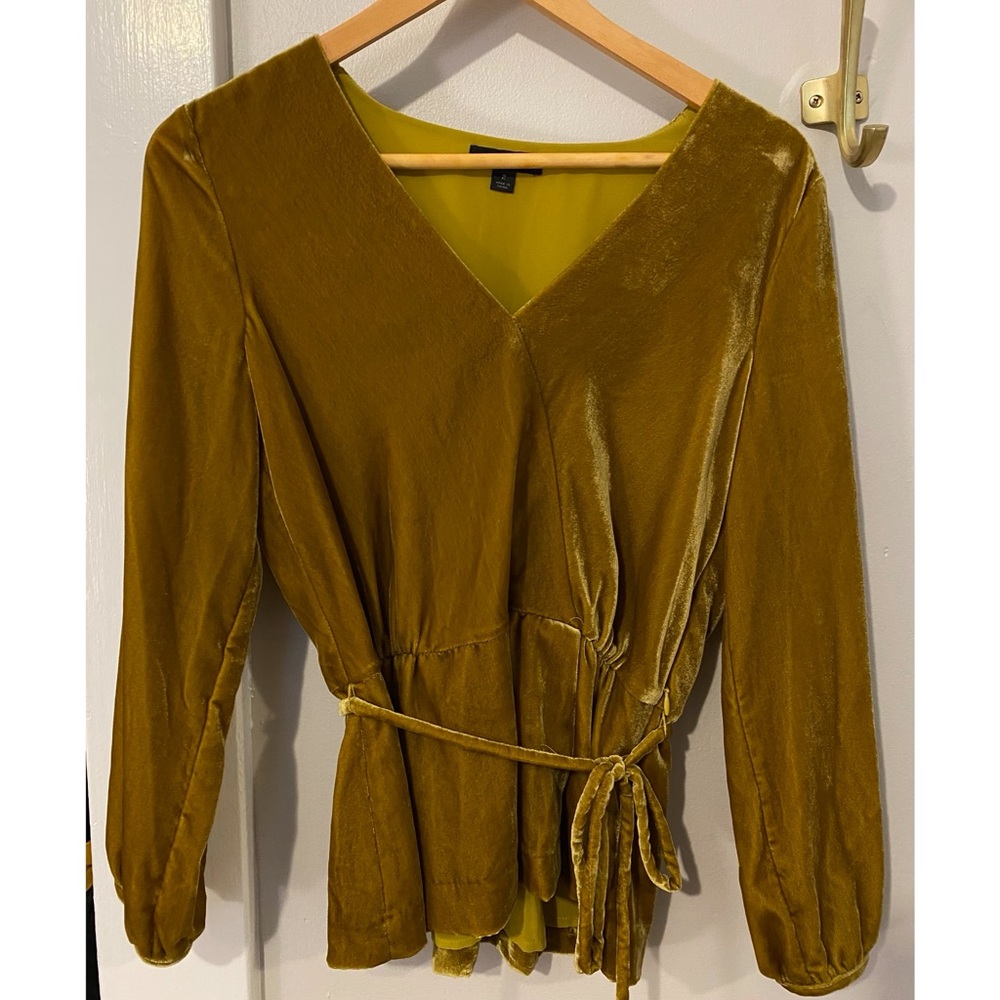 Gold Velvet J Crew Faux Wrap Top